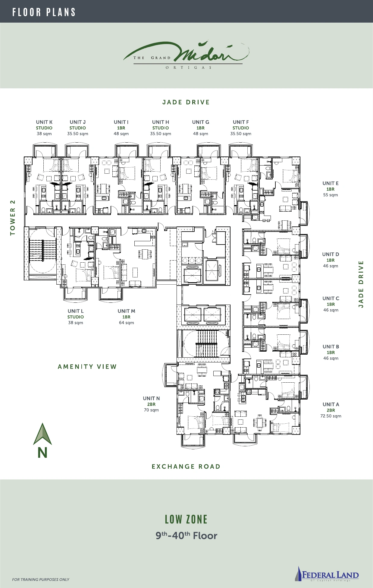 The Grand Midori Ortigas Tower 1 - Low Zone · 9th–40th Floor