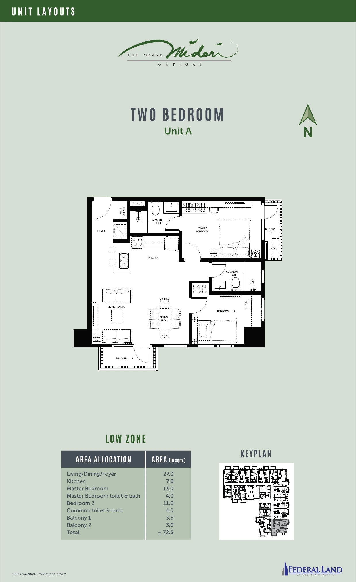 The Grand Midori Ortigas Tower 1 - 2 Bedroom · Unit A