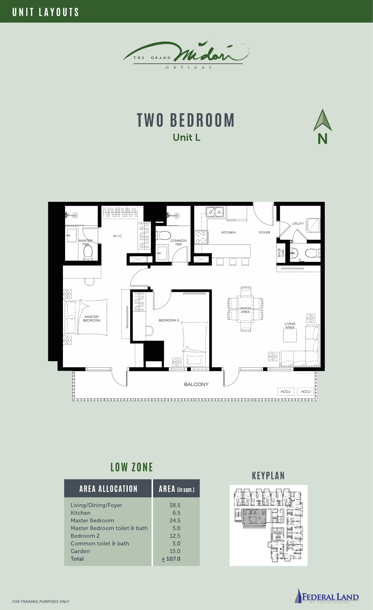 The Grand Midori Ortigas Tower 1 - 2 Bedroom · Unit L