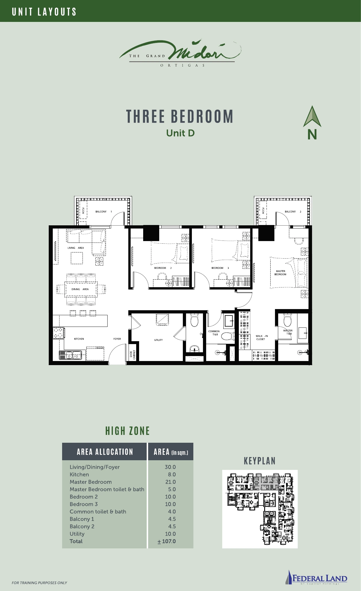 The Grand Midori Ortigas Tower 1 - 3 Bedroom · Layout