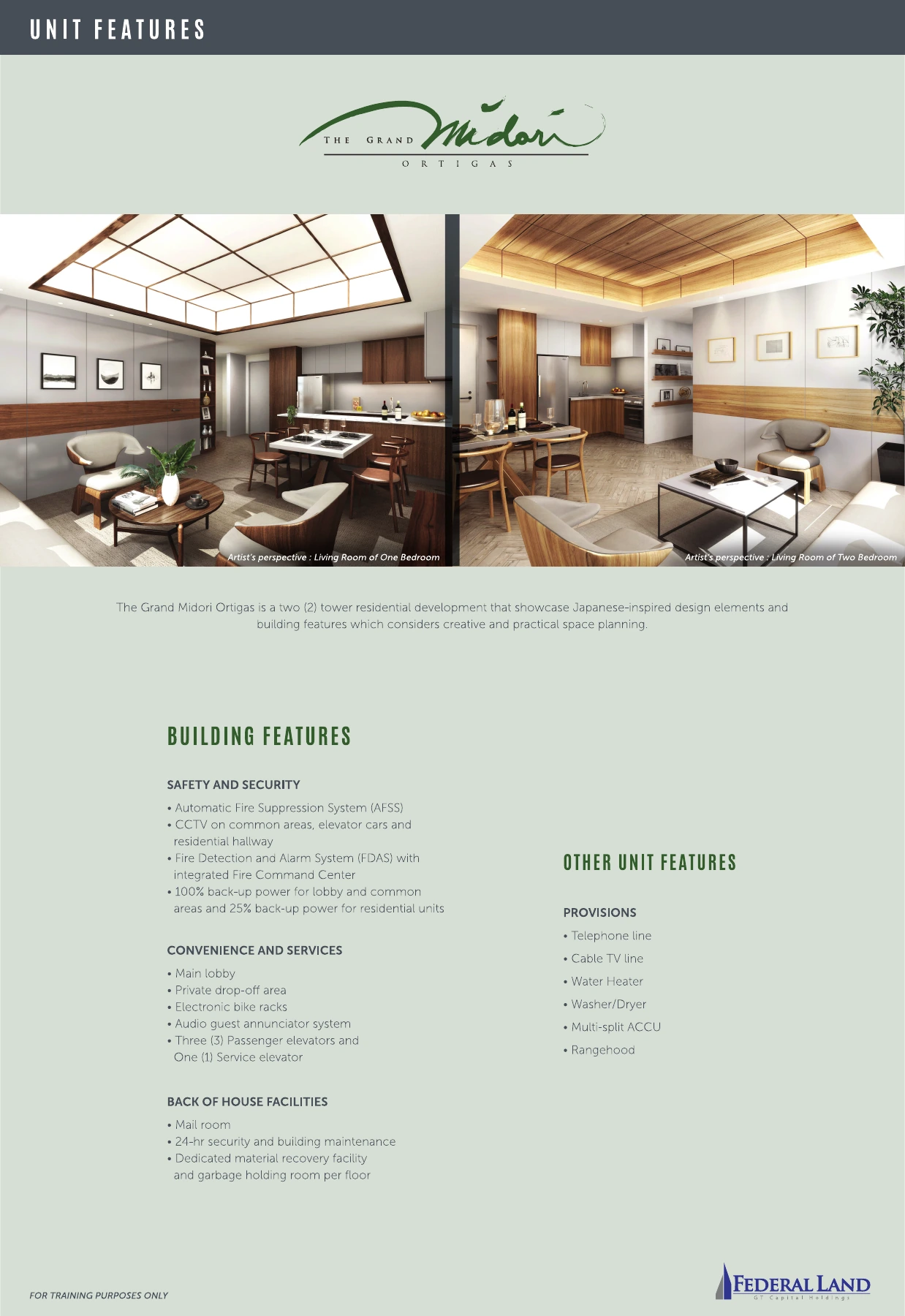The Grand Midori Ortigas building and unit features