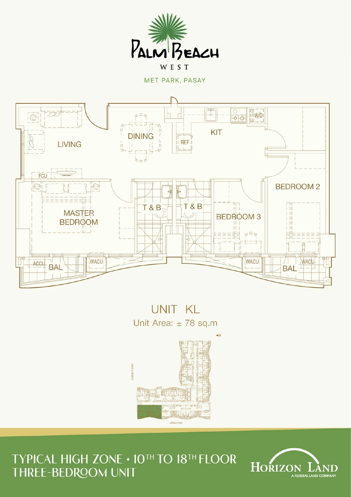 3 Bedroom Unit KL 78 SQM