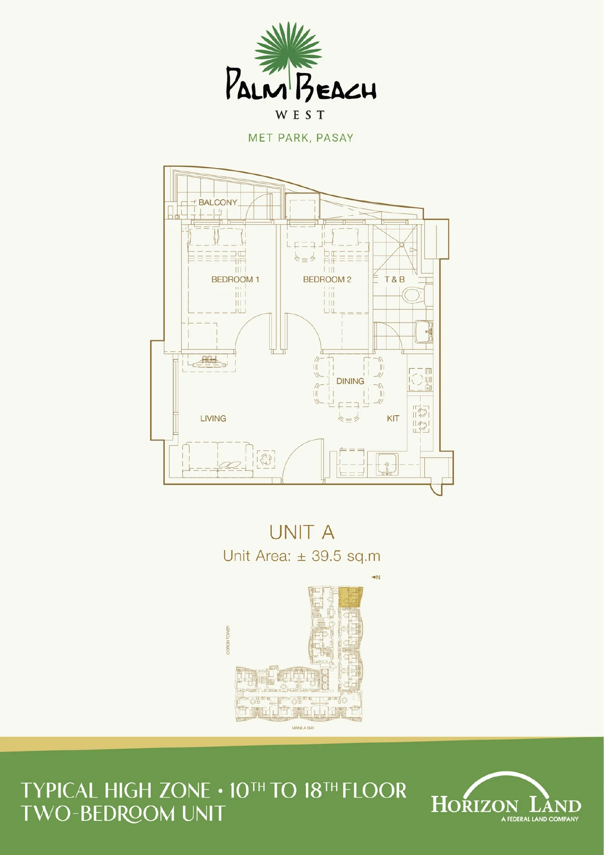 2 Bedroom High Zone Unit A 39.5 SQM