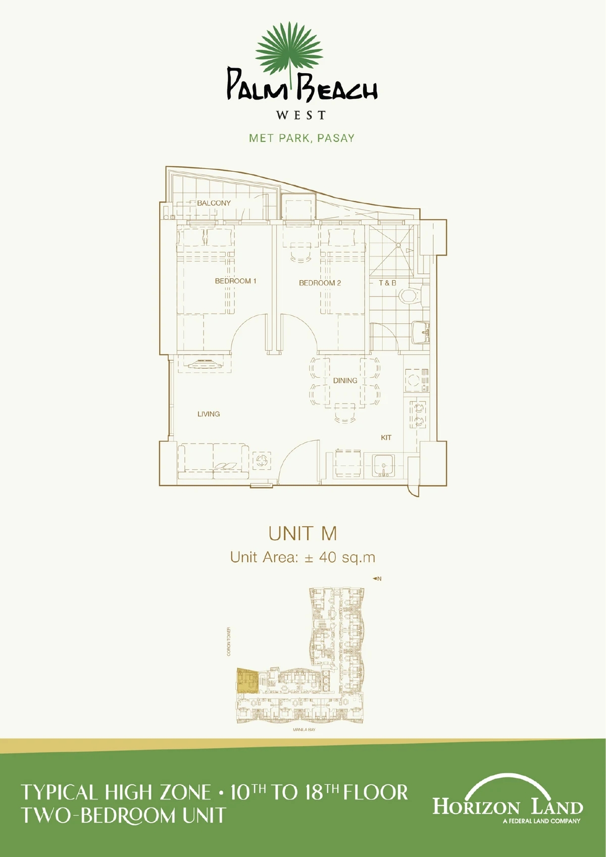 2 Bedroom High Zone Unit M 40 SQM