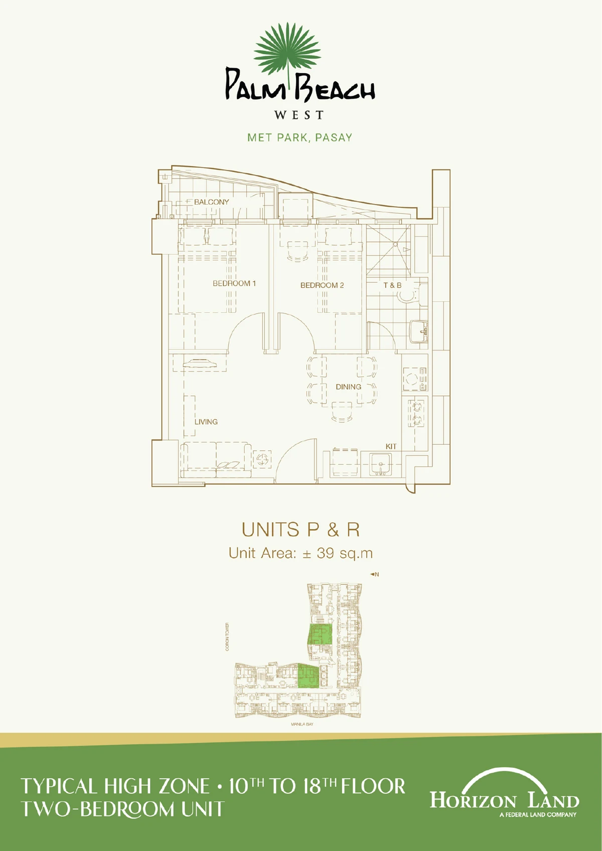 2 Bedroom High Zone Units R and B 39 SQM