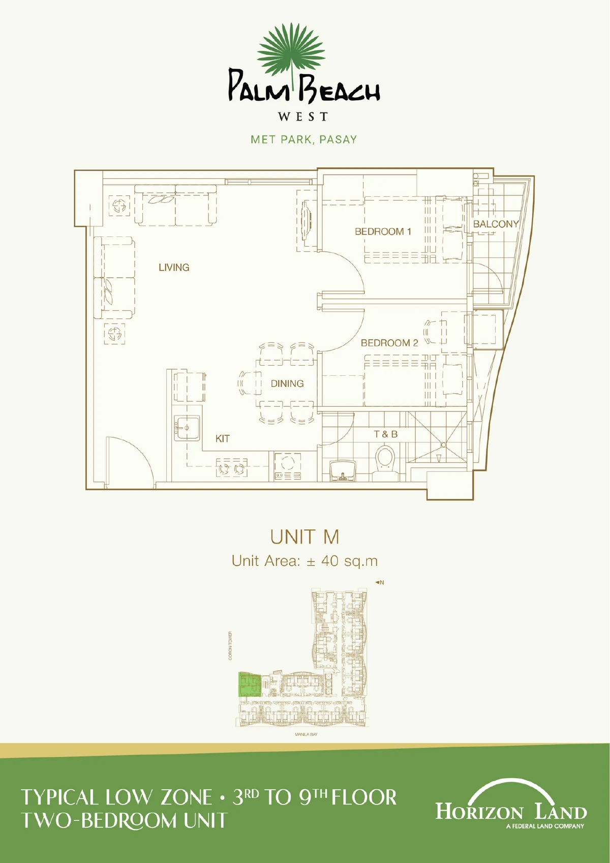 2 Bedroom Low Zone Unit M 40 SQM