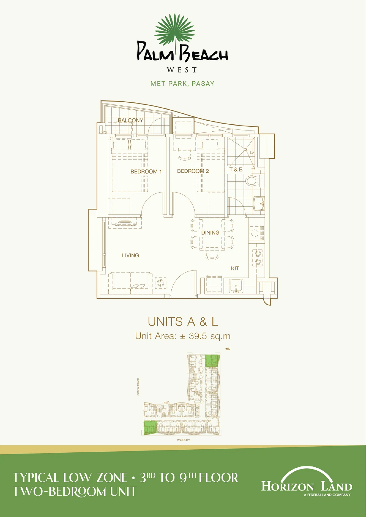 2 Bedroom Low Zone Units A and L 39.5 SQM