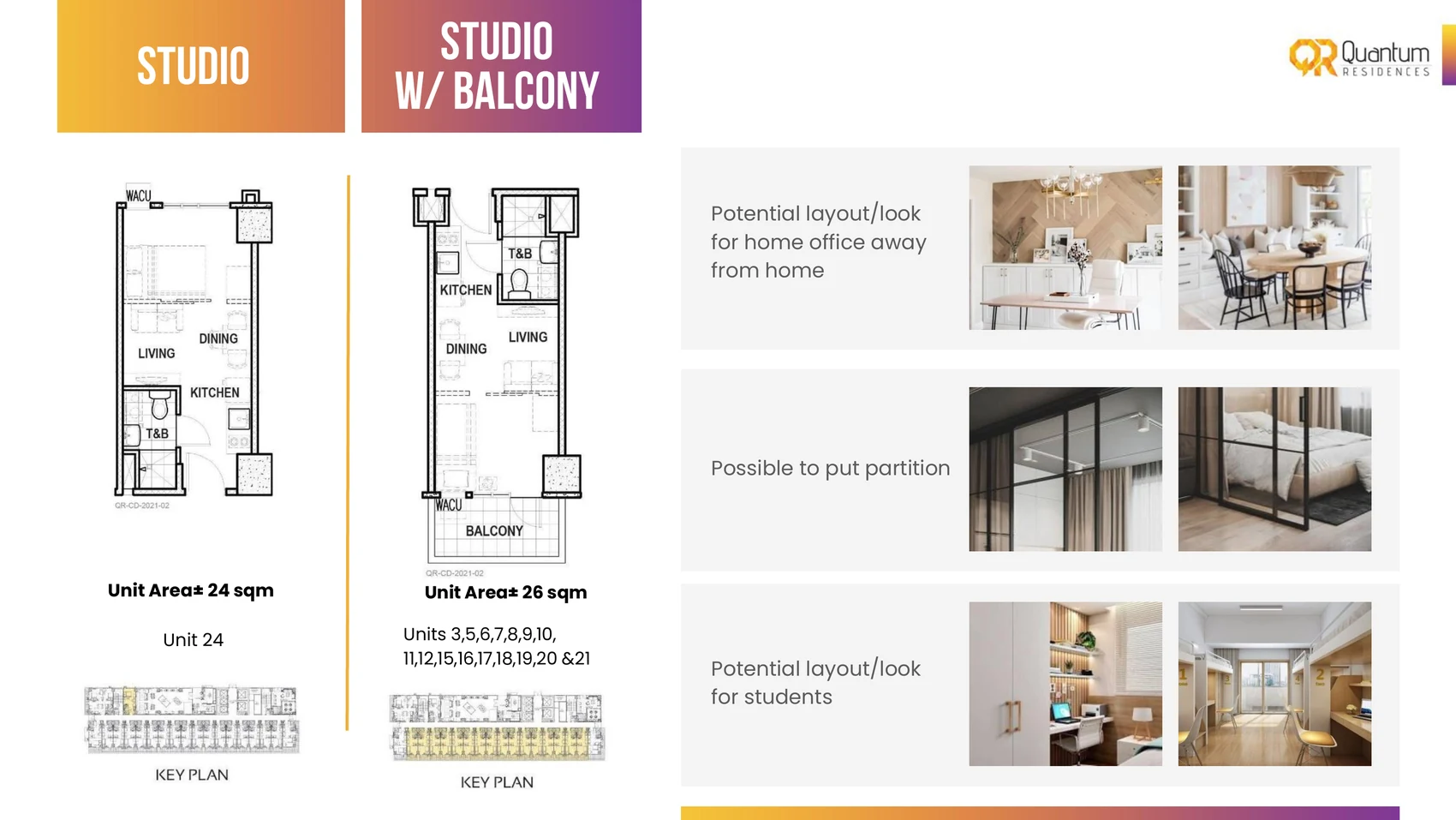 Studio and Studio with Balcony