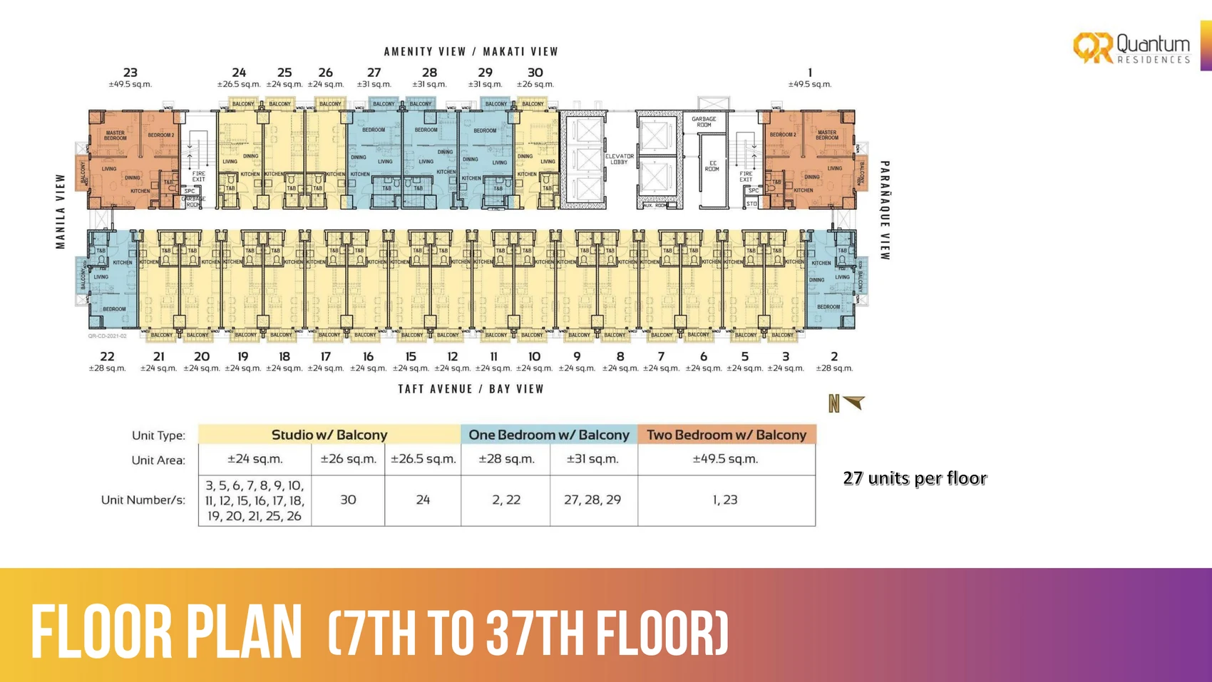 7th to 37th Floor Plan
